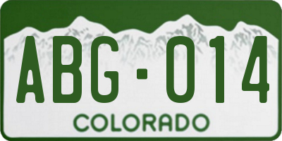 CO license plate ABG014