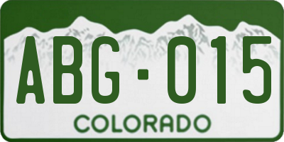 CO license plate ABG015