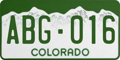 CO license plate ABG016