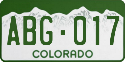 CO license plate ABG017