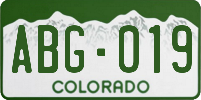 CO license plate ABG019