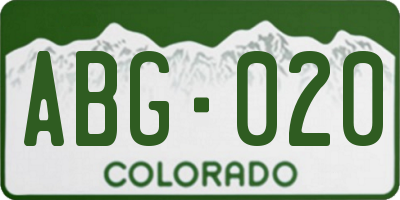 CO license plate ABG020