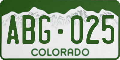 CO license plate ABG025