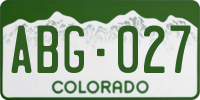 CO license plate ABG027