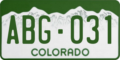 CO license plate ABG031