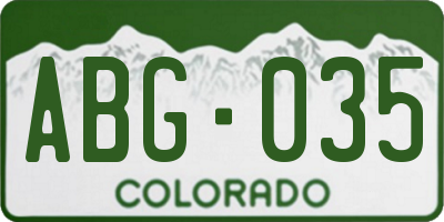 CO license plate ABG035