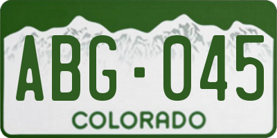 CO license plate ABG045