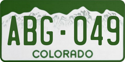 CO license plate ABG049