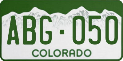 CO license plate ABG050