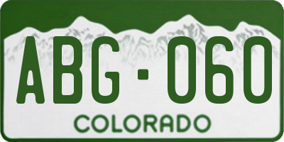CO license plate ABG060
