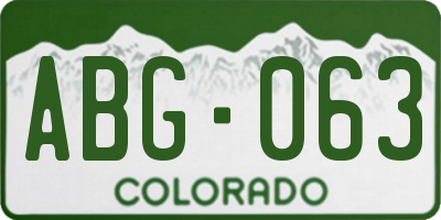 CO license plate ABG063