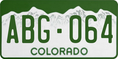 CO license plate ABG064