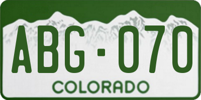 CO license plate ABG070