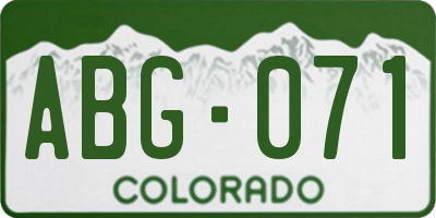 CO license plate ABG071