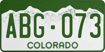 CO license plate ABG073