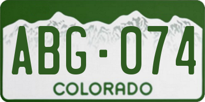 CO license plate ABG074