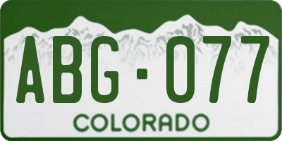 CO license plate ABG077