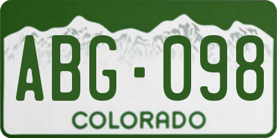 CO license plate ABG098