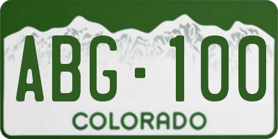 CO license plate ABG100