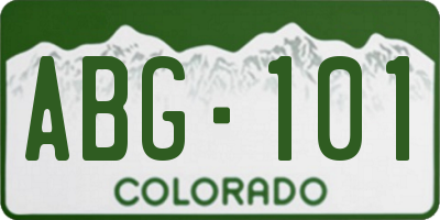 CO license plate ABG101