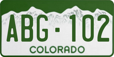 CO license plate ABG102