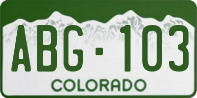 CO license plate ABG103
