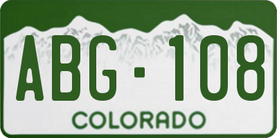CO license plate ABG108