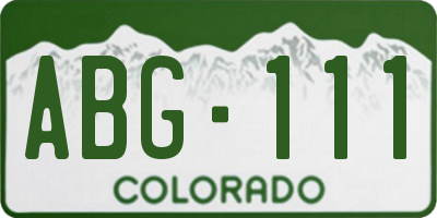 CO license plate ABG111
