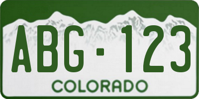 CO license plate ABG123