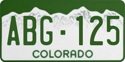 CO license plate ABG125