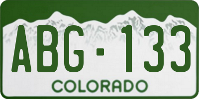 CO license plate ABG133
