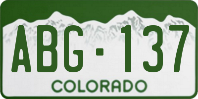 CO license plate ABG137