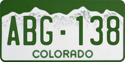 CO license plate ABG138