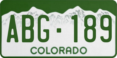 CO license plate ABG189