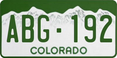 CO license plate ABG192