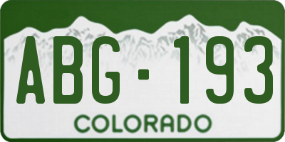 CO license plate ABG193
