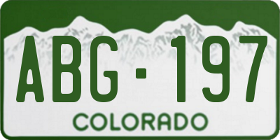 CO license plate ABG197