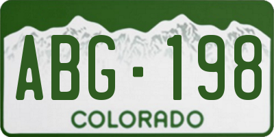 CO license plate ABG198