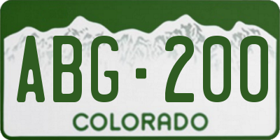 CO license plate ABG200