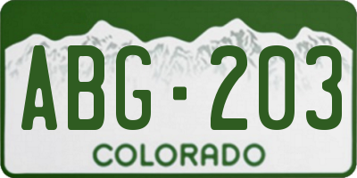 CO license plate ABG203
