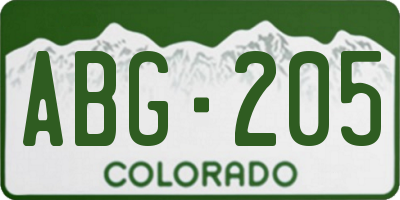 CO license plate ABG205