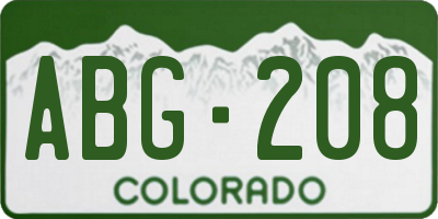 CO license plate ABG208