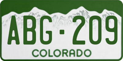 CO license plate ABG209