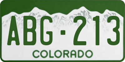 CO license plate ABG213
