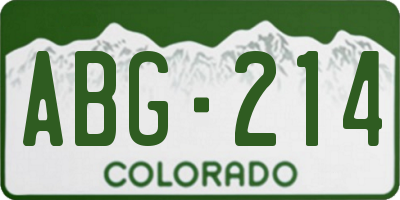 CO license plate ABG214