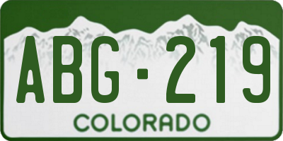 CO license plate ABG219