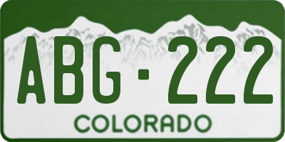 CO license plate ABG222