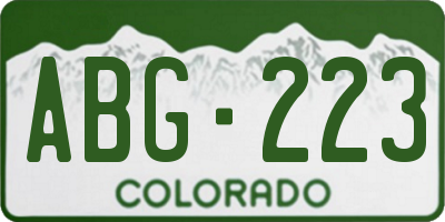 CO license plate ABG223