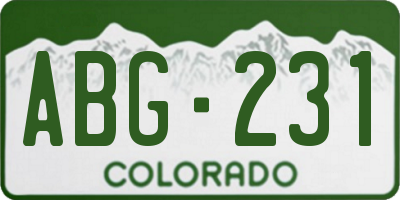 CO license plate ABG231