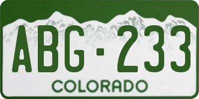 CO license plate ABG233